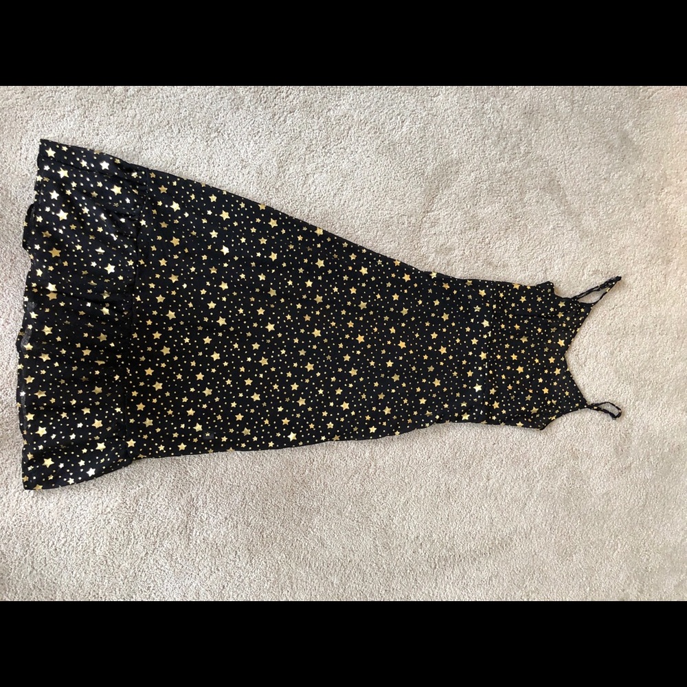 Sheer Golden Star Spaghetti Strap Dress